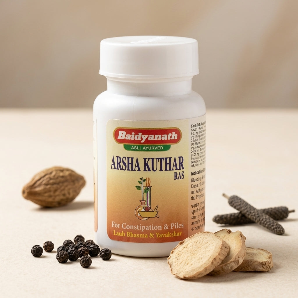 Baidyanath Arsha Kuthar Ras 40 Tablets for Piles Hemorrhoids Constipation and Digestive Health