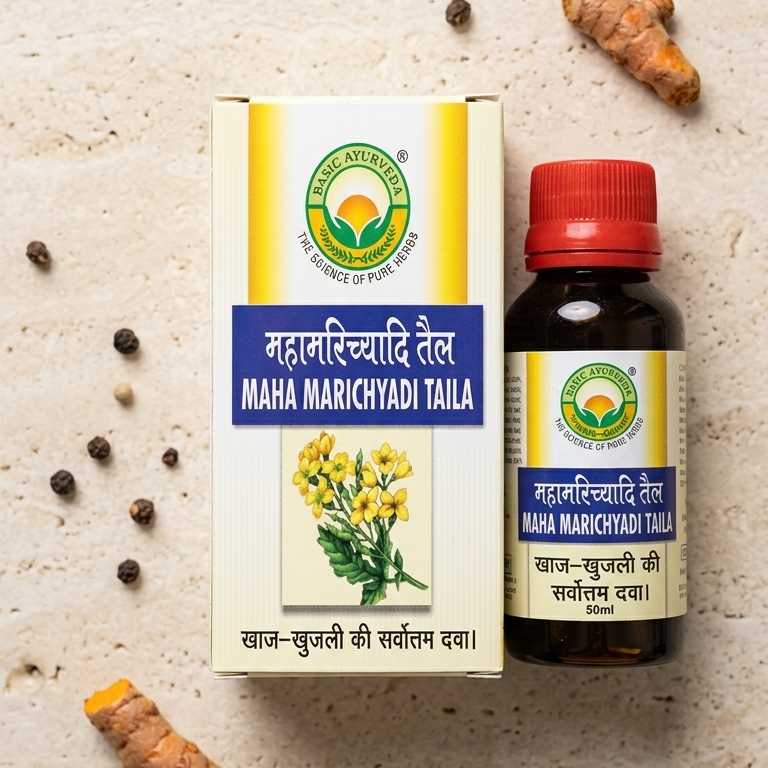 Basic Ayurveda Maha Marichyadi Taila Ayurvedic Oil for Acne, Pimples, Eczema, Psoriasis, and Skin Problems