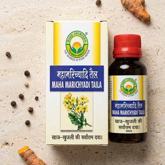 Basic Ayurveda Maha Marichyadi Taila Ayurvedic Oil for Acne, Pimples, Eczema, Psoriasis, and Skin Problems