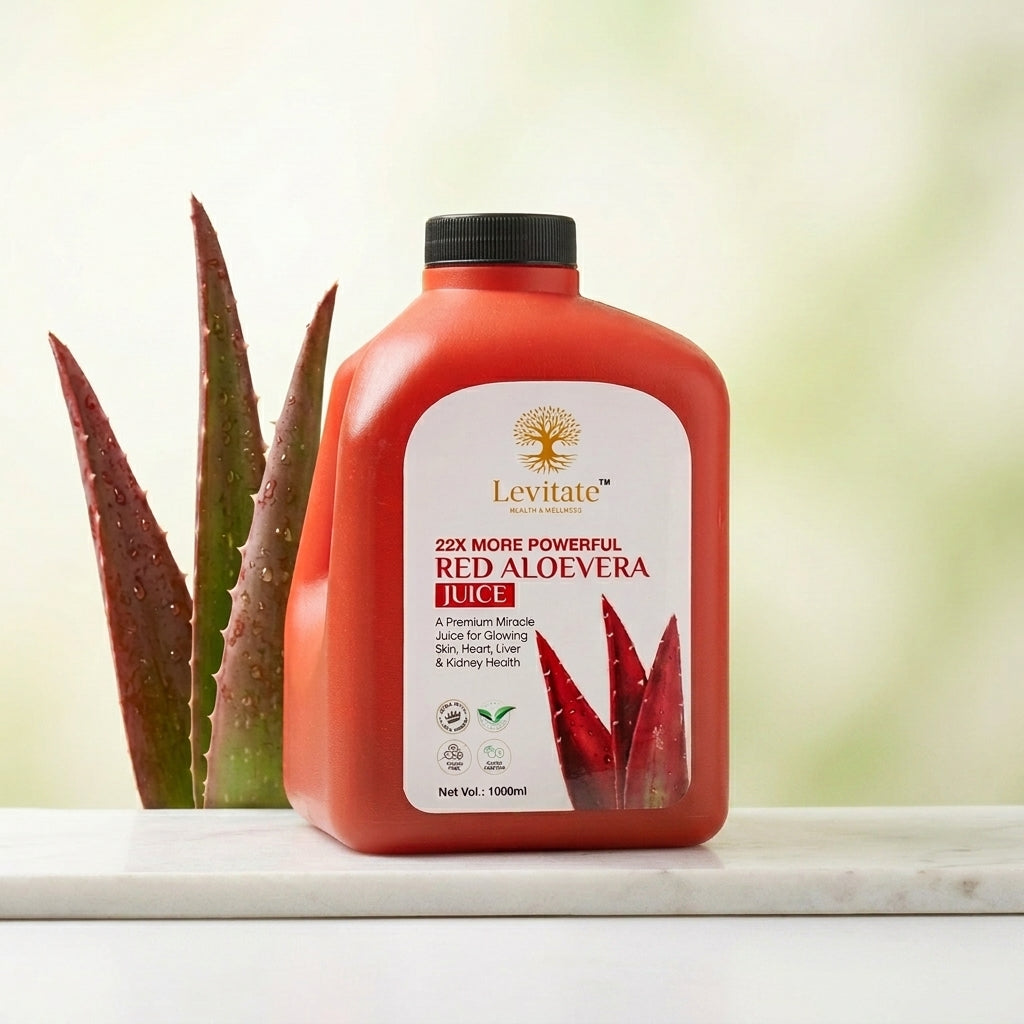 Levitate Red Aloe Vera Juice 1000ml for Skin Liver Kidney and Heart Health