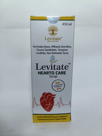 Levitate Hearto care Syrup | 450ml | Control blood pressure, improve cholestrol level & Lipid Profile |  Sugar Free Formula