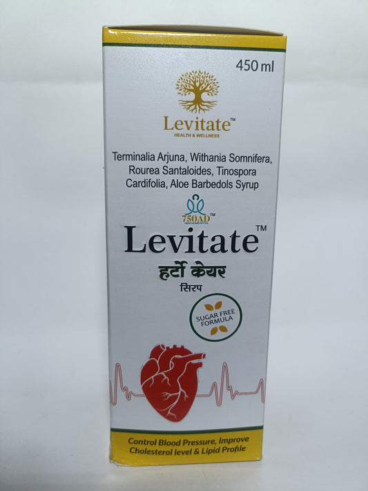 Levitate Hearto care Syrup | 450ml | Control blood pressure, improve cholestrol level & Lipid Profile |  Sugar Free Formula