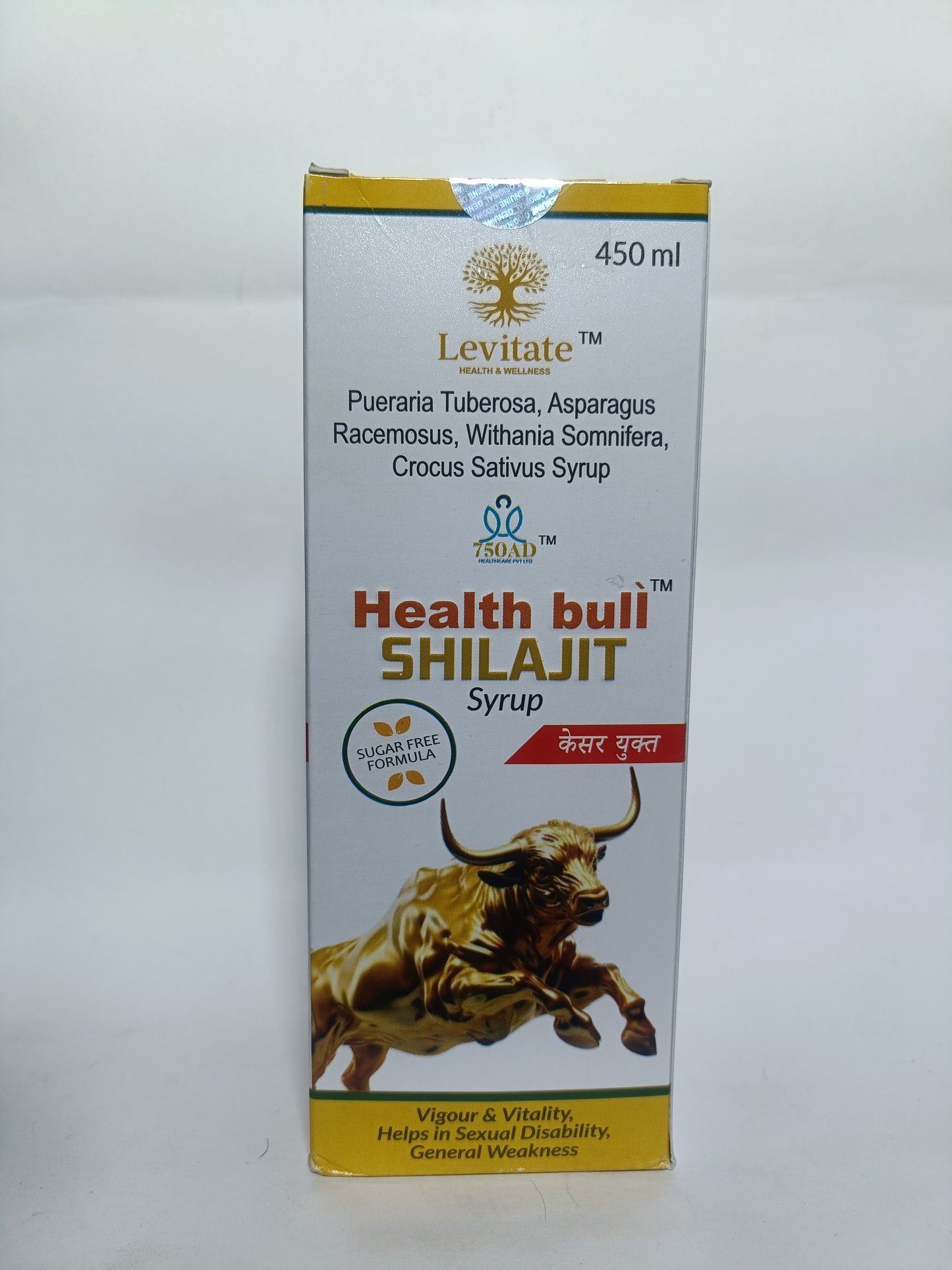 Levitate Health Bull Shilajit Syrup | 450ml | Vigour & Vitality, Helps in sexual disability, General Weakness | Sugar Free Formula